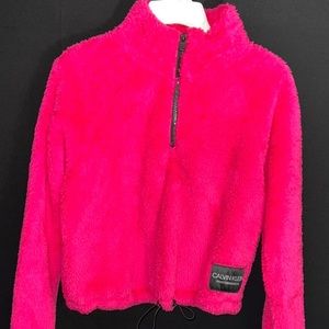 Sherpa Calvin Klein coat, bright pink, XS, in good condition